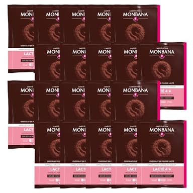 MONBANA | 20 sachets de chocolat Lacté 4* | Doses individuelles de 30 g de chocolat en poudre à déguster tout au long de la journée