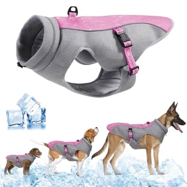 TOPSOSO Gilet Rafraichissant Chien Respirable Manteau Rafraichissant pour Chien avec Protection UV Promenade Plages de Sable Gilet Rafraîchissant pour Chien Activités Extérieures pour Chiens(Rose L)