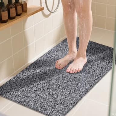 COSYLAND Tapis de Douche Antidérapant 40x80 cm - Confort Doux en PVC Luffa - Drainage Efficace et Séchage Rapide - Salle de Bain & Zones Humides - Découpable - Noir/Blanc