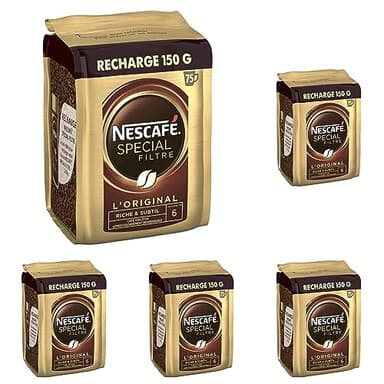 Nescafé SPECIAL FILTRE, Café Soluble, Recharge de 150g (Lot de 5)