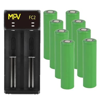 Pack Chargeur Accu FC2 USB 1A avec 8 Piles Rechargeables 18650 VTC6 3000mAh Lion