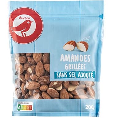 AUCHAN Amandes décortiquées grillées sans sel ajouté 200 g