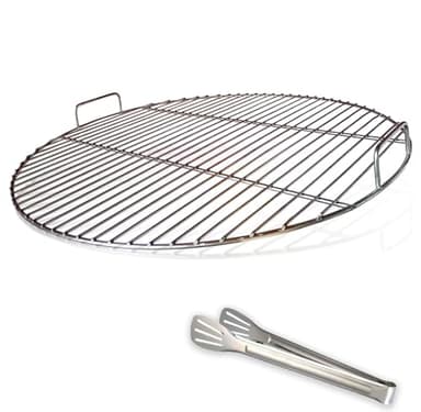 huanniu-304 Grille de Barbecue Ronde en Acier Inoxydable avec poignée, diamètre 54,5 cm pour Barbecue au Charbon de Bois de 57 cm e.g Weber, avec Pince à Barbecue