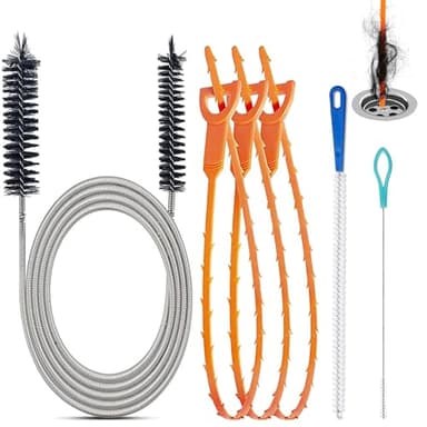 Lot de 6 Deboucheur Canalisation,Furet Deboucheur WC, Professionnel Furet Plomberie Deboucheur Douche Sonde de debouchage Brosse de Nettoyage Réutilisable pour le Nettoyage des Tuyaux