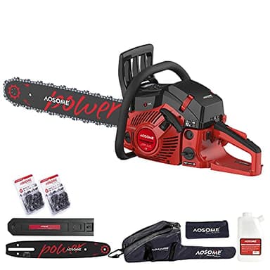 AOSOME Tronçonneuse Thérmique,Guide 20 in,2 Chaînes de 20 in 0,325 76DL con Moteur à Essence 62cm³,2.85kw,3,6CV,2 Temps