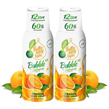 FruttaMax Sirop d’Orange Sans Sucre – 60% de Fruit Réel | Sirop à Faible Teneur en Calories pour Sodas, Cocktails & Desserts – 2 x 500 ml