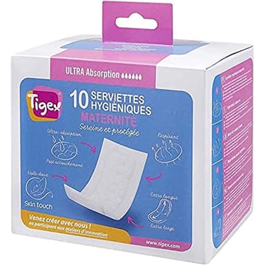 Tigex Serviettes Hygiéniques post accouchement, 10 Unités (Lot de 1)