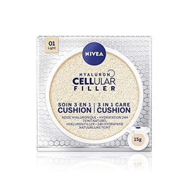 NIVEA Hyaluron Cellular Filler Cushion 3en1 Teinte Claire (1x15ml), soin visage femme anti-âge, fond de teint pour tous type de peau, maquillage femme hydratant