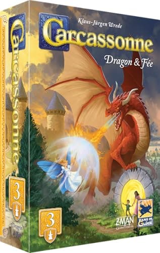 Asmodee - Carcassonne - Extension 3 : Dragon & Fée - Hans im Glück - Jeu de société de stratégie - Dès 7 Ans - 2 à 6 Joueurs - 55 Min - Version Française