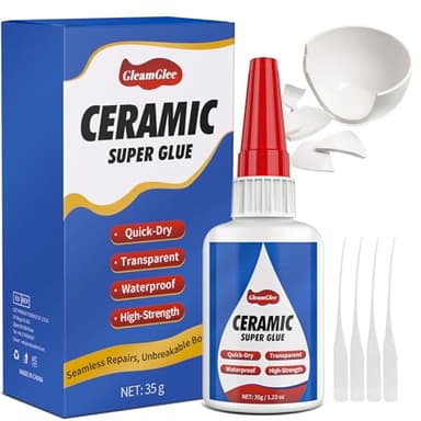 Colle Céramique 35g - Ultra Forte, Résistante à Haute Température, Imperméable, Colle Super Adhésive pour Porcelaine, Céramique, Vaisselle, Carrelage, Faïence, Bricolage et Plus