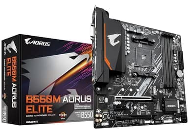 GIGABYTE B550M AORUS Elite Carte mère - Processeurs AMD Ryzen 5000, VRM 5+3 Phases, jusqu'à 4733 MHz DDR4, 1xPCIe 4.0 + 1xPCIe 3.0 M.2, LAN 1GbE, USB 3.2 Gen 1