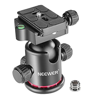 NEEWER Rotule pour trépied panoramique à 360 ° tout en métal avec plaque de dégagement rapide de type Arca, vis 1/4" 3/8",montage fileté,charge maximale : 17,6 lb