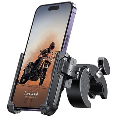 Lamicall Support Téléphone Vélo [1S Libération] Rotation à 360°, Support Téléphone Moto avec Pince de Guidon à Dégagement Rapide pour iPhone 16/15/14/13/12/11 Pro Max, XS, XR, Huawei, Appareils 4.7-7”