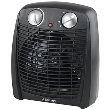 Bestron Radiateur soufflant, Radiateur soufflant salle de bain avec 2 niveaux de puissance, y compris sécurité anti-renversement & protection contre la surchauffe, pour des pièces jusqu'à 20m², Noir