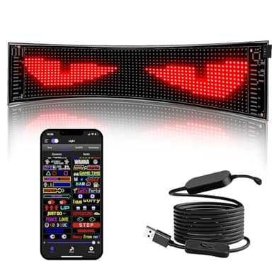 XAXVSTS Panneau Affichage LED | 59 X 12 cm | Plaque led Lumineux Message Voiture USB 5V | Personnalisable,Flexible,Programmable Display App Bluetooth | camion, magasin,publicitaire