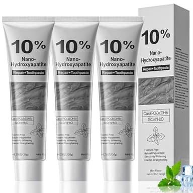 Toivize 3pcs Dentifrice Hydroxyapatite Sans Fluor, Hydroxyapatite Dentifrice pour Soin de l'Émail, Nettoyage Profond & Haleine Fraîche, 120g par Tube