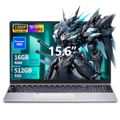 15,6 Pouces Ordinateur Portable FHD Écran16Go DDR4 RAM 512Go SSD, Alder Lake N95 Processeur, IPS Écran WiFi USB 3.0 HDMI BT PC Laptop Déverrouillage Empreinte Digitale Clavier Numérique Rétroéclairé