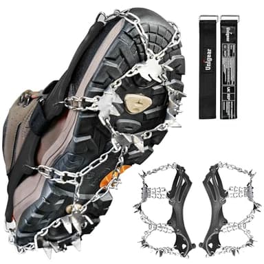 Unigear Crampons pour Chaussures Antidérapant avec Crampons en Acier Inoxydable à 24 Dents pour la Neige, la Glace, Les Randonnées, la Chasse et la Marche en Hiver