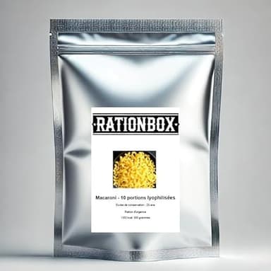 Macaroni - 10 portions lyophilisées - Durée de conservation : 25 ans - Ration d'urgence