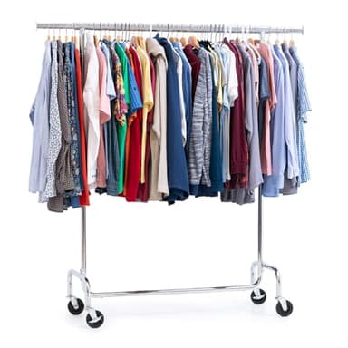 Tatkraft Didrik - Portant Vetement Solide à Roulettes, Capacité de Charge 130 kg, Professionnel, Penderie, Portant a Vetement, Pliable, Chromé
