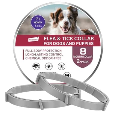 Lot de 2 Collier Anti Puces pour Chien, Protection Longue Durée 16 Mois, Huile Essentielle Naturelle, Etanche & Ajustable, pour dès 8 Semaines, sans Produits Chimiques Collier Anti Puce Chien