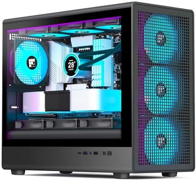 FOIFKIN X01 Boitier PC - 3 Ventilateurs PWM ARGB préinstallés, boitier PC MicroATX, radiateur 360 mm avec Type-C, Parties latérales en Verre Amovibles, Noir