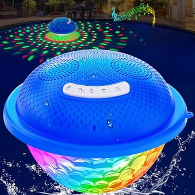 KingSom Enceinte Bluetoth Piscine, Enceinte Piscine Flottante Lumière,Enceinte Bluetooth Portable Étanche IP68,Appairage TWS,30m Distance,HD Stéréo,Appel Mains Libres Haut Parleur Bluetooth Puissant