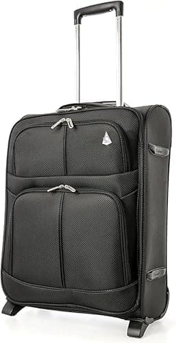 Aerolite Extensible 55x40x20 à 55x40x23 Ryanair Priorité Lufthansa et plus Taille maximale Bagage à Main Valise Bagage Cabine 55x40x20 55x40x23 2 Roues avec Serrure TSA (Noir)