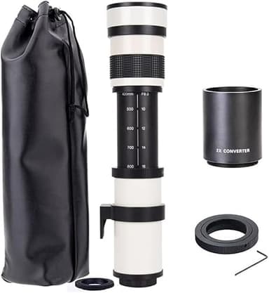 JINTU 420-1600 mm f/8.3 HD téléobjectif Zoom Manuel pour appareils Photo Reflex Canon Nikon 4000D 2000D T7 T7i T6 T6i T5 T5i 80D 77D 650D 70D 60D 50D 5D D5600 D5500 D3100 D3200 D3300 D3400 D90 0D7500