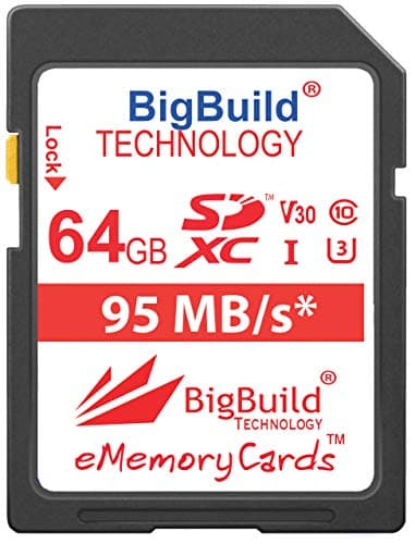 BigBuild Technology 64 Go U3 95Mo/s Carte mémoire pour Canon PowerShot SX420 is, SX430 is, SX520 HS, SX530 HS, SX540 HS, SX60 HS, SX610 HS, SX620 HS, SX710 HS, SX720 HS, SX730 HS, SX740 HS Caméra