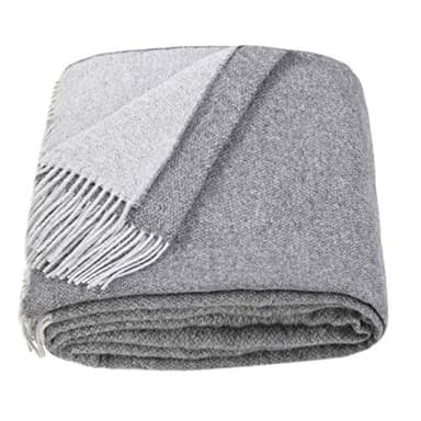 LYHome Plaid Laine Merinos - Couverture pour Le Canape, Le Lit 1 et 2 Personnes, Couvertures en Laine de Mouton, Plaids Mérinos Chaude Hiver Grande (140 x 200 cm | Gris - Gris Clair Réversible)
