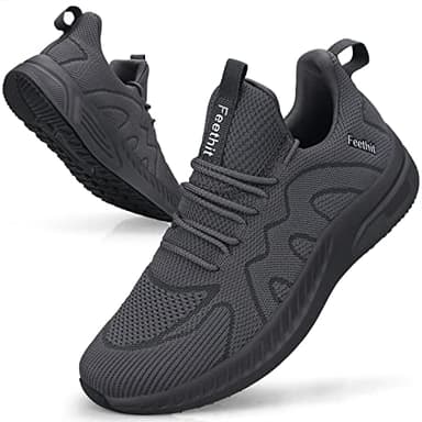 Feethit Baskets et Chaussures de Sport Homme Tennis Respirant Légères et Confortables de la Mode de Marche Fitness Running Tennis Outdoor Gym Jogging Sneakers Hommes Gris Fonce 43 EU