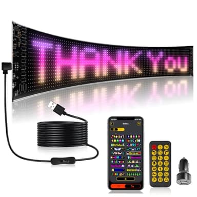 YAYZA! Flexible Panneau Affichage LED, 59.5 * 12cm Plaque Lumineuse Camion Personnalisé, Bluetooth Panneau Publicitaire Lumineux Programmable Voiture Plaque Lumineuse Camion