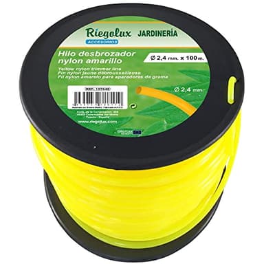 RIEGOLUX 107642 Fil de débroussailleuse en Nylon Rond, Jaune, 2,4 mm x 100 m