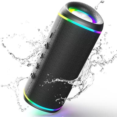 RIENOK Enceinte Bluetooth Portable, 30W Haut Parleur Puissant Lumineuse, Bluetooth 5.3, Support 128Go TF Carte, Autonomie 10H avec Port AUX, pour Soirées, Randonnées, Voyage