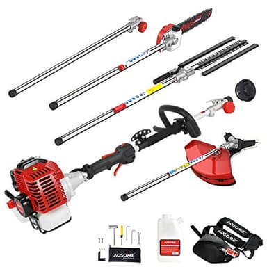 AOSOME Débroussailleuse Multifonction Thermique 5 en 1,Taille Haies, Tronconneuse, Rallonge - Débroussailleuse à Essence Professionnel Con Moteur 52cm³,2.2kw,3CV,2 Temps