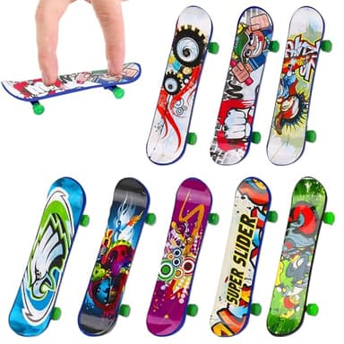 GWEOR 8 Pièces Mini Skate Doigt, Planches à Doigts Stylées, Mini Skateboards, Professionnels Planche à roulettes, Skateboard Professionnel, Enfants Skateboard Anniversaires Cadeau(Motif Aléatoire)