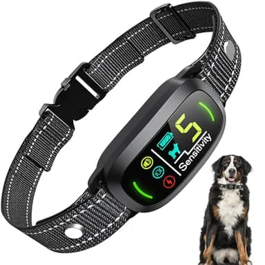 Tucnkac Collier Anti-Aboiement Chien Rechargeable, 4 Modes, 5 Niveaux de Sensibilité, Détection Intelligente, Étanche IP67 pour Petit Moyen Grand Chiens