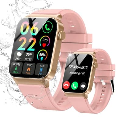STECEi Montre Connectée Homme Femmes avec Appel Bluetooth, 1.85" Smartwatch avec 110+ Sportifs,Etanche IP68 Smart Watch, Podometre/Cardiofrequencemetre/Sommeil, Montre Sport pour iOS Android, Rose