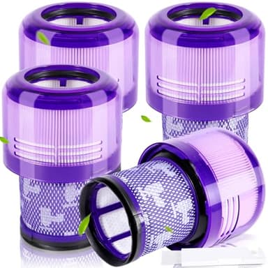 ROELLY 4 Filtres+1 Brosse pour Dyson V11 V15 SV14 SV17 SV22 Detect Animal Absolute Extra Pro,Torque Drive Motorhead Aspirateur,Capture 99,97% Particules,Rechange Lavable,Réutilisables