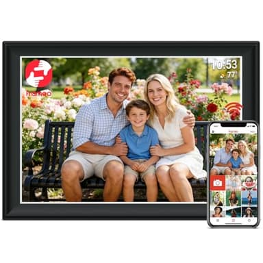 Frameo Cadre photo numérique 10,5" 64 Go WiFi Smart 1920 x 1280 FHD Écran tactile IPS Rotation automatique Prise en charge de la carte SD sur clé USB 2,4/5 GHz Contrôle par application Frameo Idéal