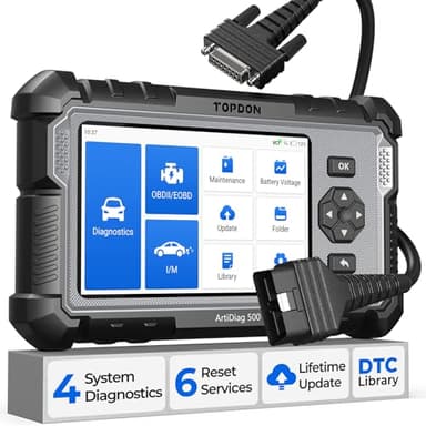 TOPDON AD500 Valise Diagnostic Auto, 4 systèmes Outil de Diagnostic Voiture Multimarque,Moteur Transmission SRS ABS, 6 Réinitialisation de Service, Mise à Jour Gratuite