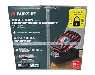 Parkside Batterie Lithium-ION 20 V - 2 Ah (PAP 20 B1) et Chargeur de 60 Min (PLG 20 C1) 65 W - 2,4 A - Équilibrage des cellules pour Une autonomie et Une durée de Vie prolongées