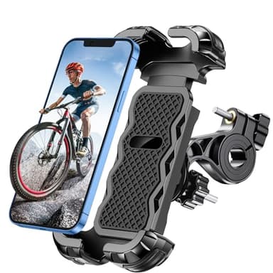 Glangeh Support Telephone Velo [Verrouillage Sécurisé], Installation Rapide Anti-Chute Support Telephone Moto 360° Rotation, Compatible avec iPhone 16 Plus/15 Pro Max, Autres Smartphones de 4.7"-6.8"