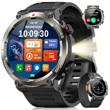 Blackview Montre Connectée Homme Femme, Illumination,Batterie 100 Jours, Écran Tacile 1.45" TFT, Appel Bluetooth, Cardiofréquence, Analyse Sommeil, 100+ Modes Sport,pour Android/iOS (Noire)