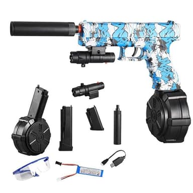 Gel Gun Blaster, Airsoft Soft Bullet Gun, Fusil a Bille de Gel Automatique avec Viseura, Pistolet Jouet Électrique Activités de Plein Air Jeu d'équipe de Tir pour 12+ Adultes Adolescents - Azur