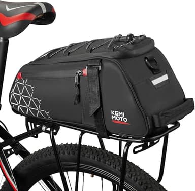 KEMIMOTO 2 en 1 Sacoche Vélo Étanches 8L, Sacs Porte Bagages Arrière Multifonctionnelle, Plusieurs Compartiments avec Poignée de Transport et Bandoulière