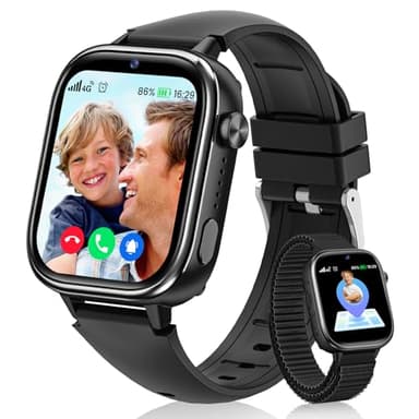 Oliimptek 4G Montre Connectée Enfant, Smartwatch Enfants GPS avec Appel Vidéo, Chat Vocal, SOS, Mode École, Podomètre, Réveil, Jeux, Montre Intelligente Enfant Cadeau pour Garçon Fille, Noir