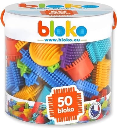 BLOKO Tube de 50 Mon Premier Jeu de Blocs de Construction – Dès 12 Mois – Facile à Manipuler – Jouet Enfant 1 an et Plus – Fabriqué en Europe – 503502