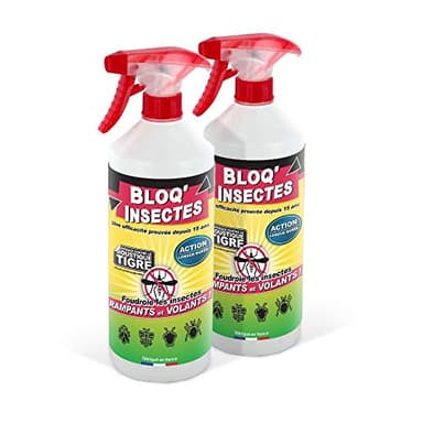 Bloq'Insect barrage aux insectes lot de 2L | Pulvérisateur anti insecte intérieur extérieur | Élimine moustiques,fourmis,mouches